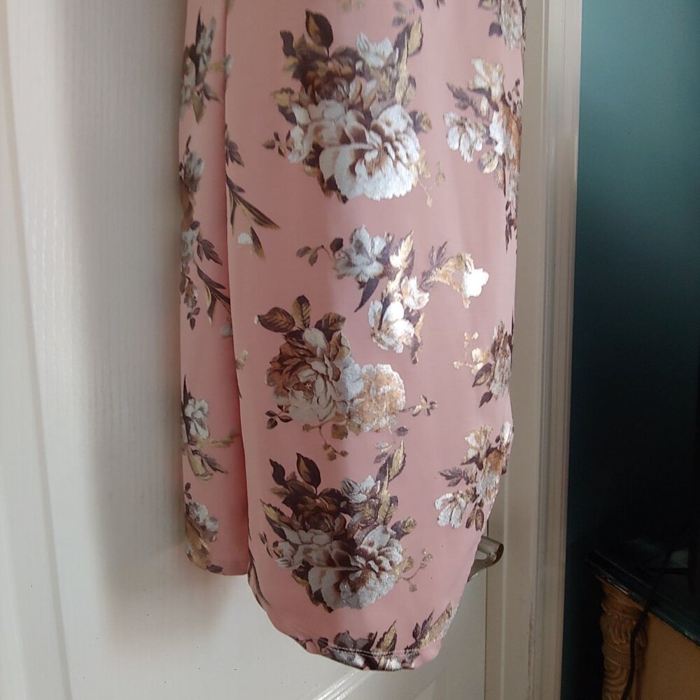 J. For Justify Pink Metallic Floral Sleeveless Summer Dress XL - Picture 10 of 13